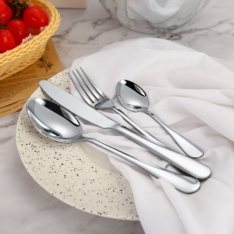 Modern Stainless Steel Silverware Set Wedding Spoon Fork Knife Flatware Set Custom Luxury Restaurant Metal Cutlery