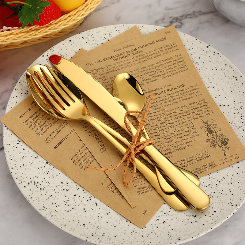 Modern Stainless Steel Silverware Set Wedding Spoon Fork Knife Flatware Set Custom Luxury Restaurant Metal Cutlery