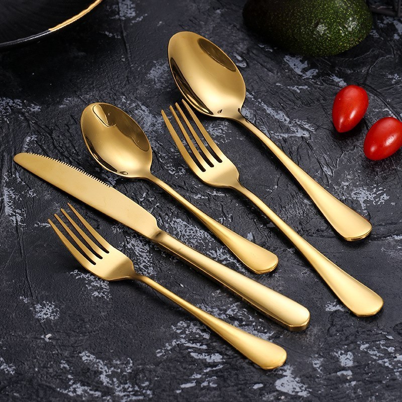 Modern Stainless Steel Silverware Set Wedding Spoon Fork Knife Flatware Set Custom Luxury Restaurant Metal Cutlery