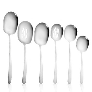 High Quality 304 Slotted Service Spoons Set Stainless Steel Large Serving Spoon for Buffet Restaurant