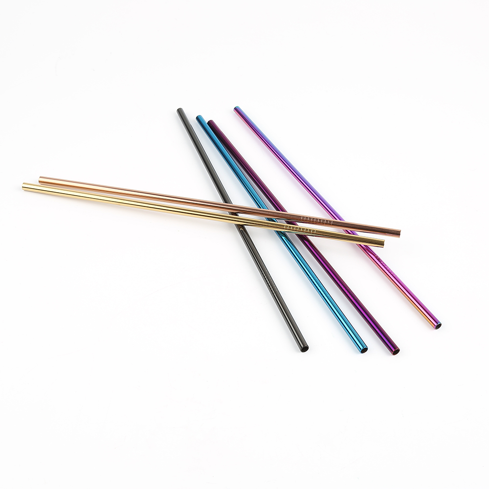 Hot!!! Stainless steel rainbow colored metal straws for drinking