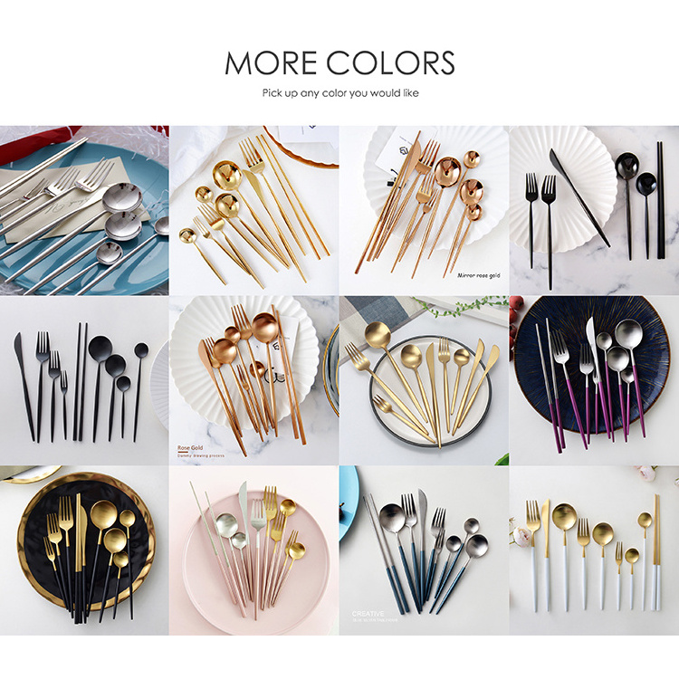 Hot selling!!!  Custom Popular flatware set spoons and forks stainless steel black and gold cutlery sets