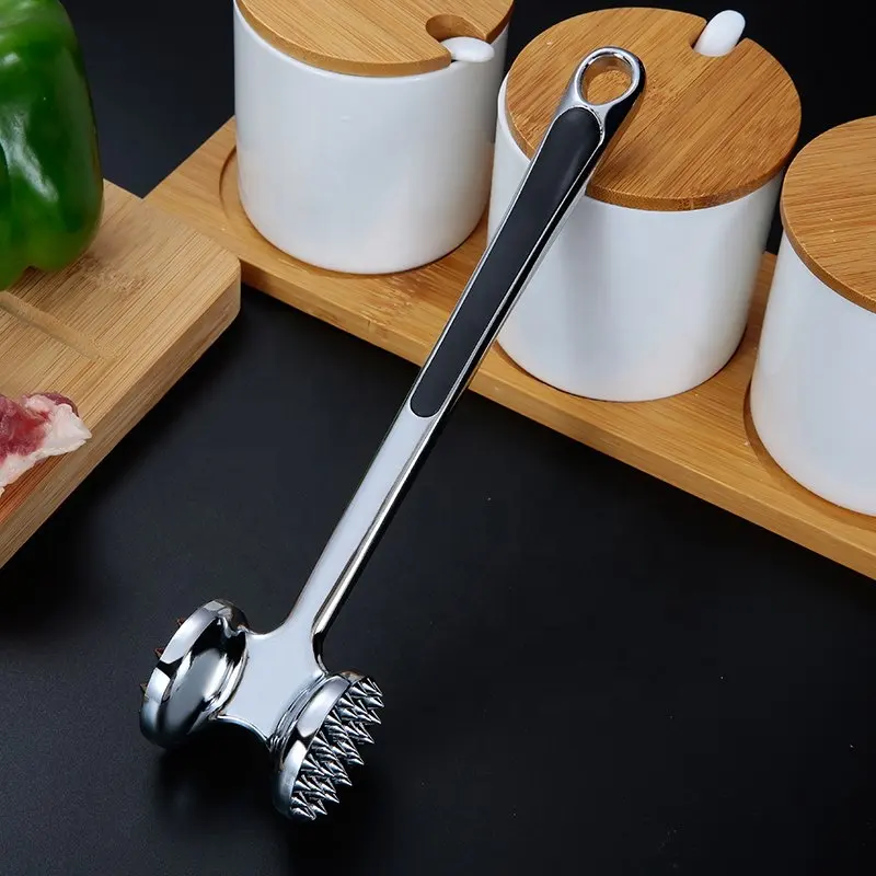 Dual-Sided Meat Tenderizer Stainless Steel Meat Mallet Hammer Pounder For Beef Steak Pork and Chicken