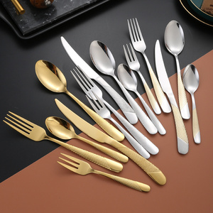 High grade cutlery set stainless steel fork knife spoon wedding bulk gold flatware