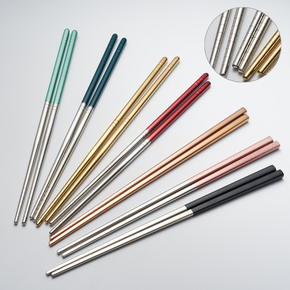 Custom Printed Stainless Steel Metal Gold Chopsticks for wedding favor