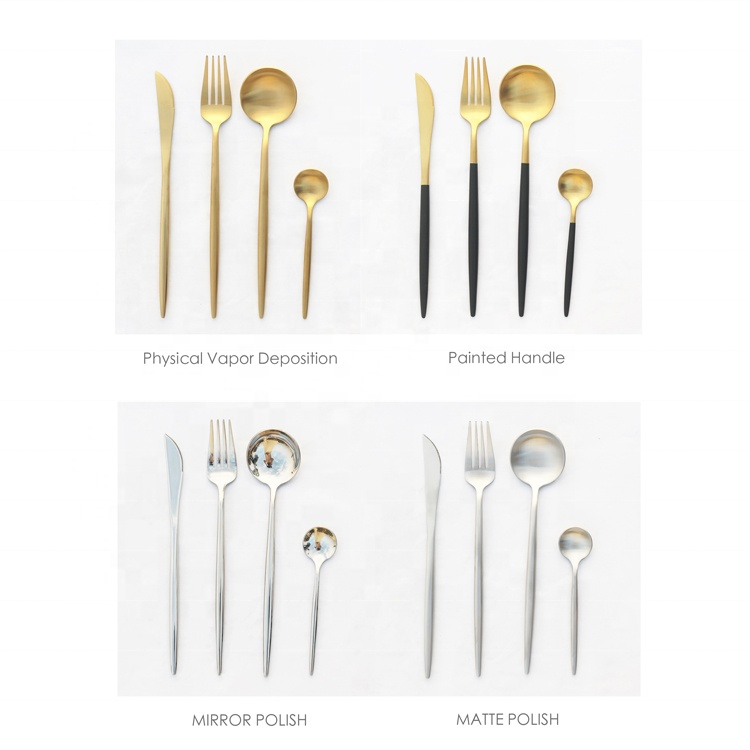 Hot selling!!!  Custom Popular flatware set spoons and forks stainless steel black and gold cutlery sets