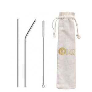 Custom printed 304/316 stainless steel metal drinking straws with brush cleaners