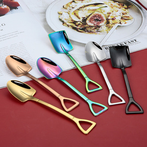 Christmas creative square tiny spoon set stainless steel ice cream coffee spoon shovel spoon