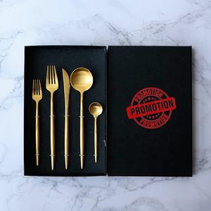 Hot selling!!!  Custom Popular flatware set spoons and forks stainless steel black and gold cutlery sets