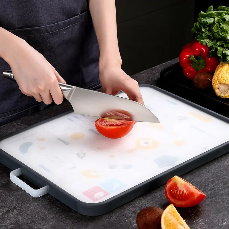 2023 New design Double-sided Kitchen Plastic Chopping Board Stainless Steel Cutting Board