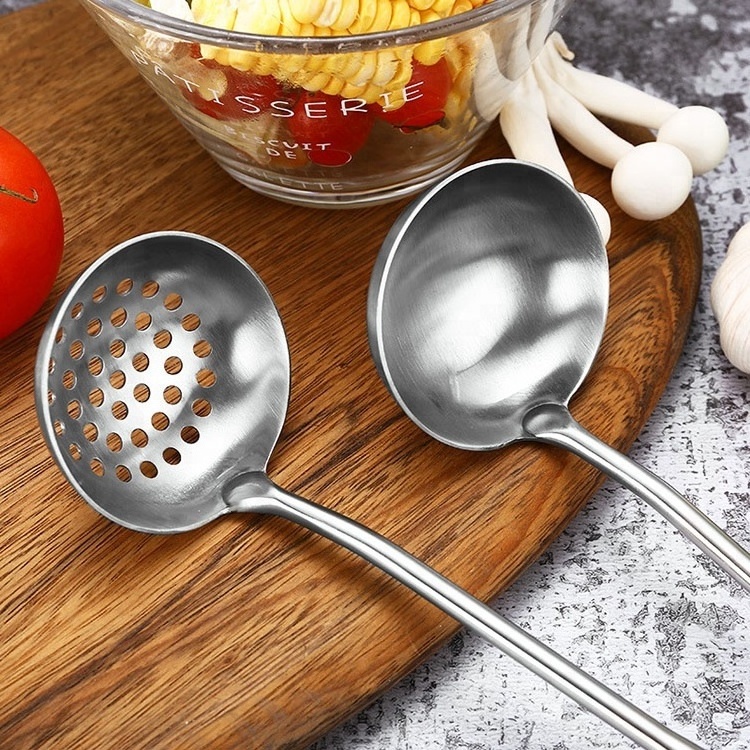 kitchen utensil 18/8 stainless steel slotted spoon and soup ladle cooking set