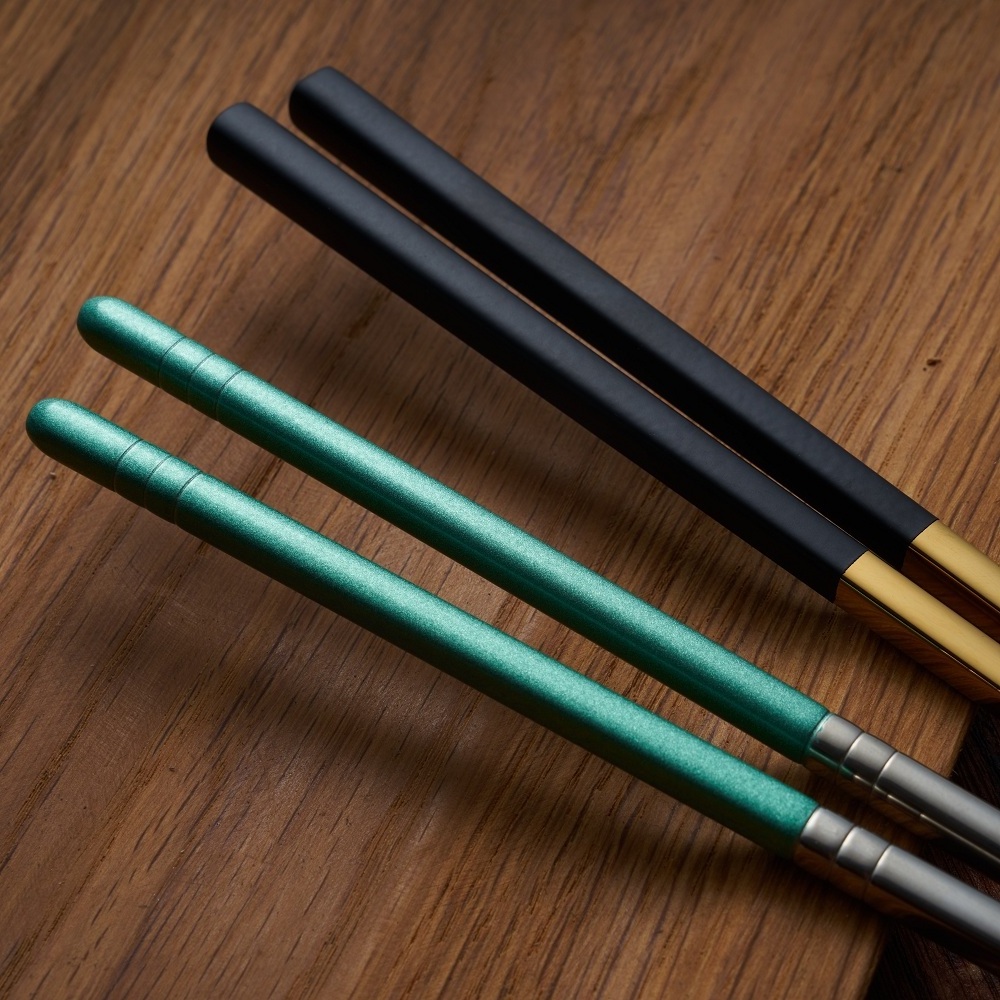 Custom Printed Stainless Steel Metal Gold Chopsticks for wedding favor