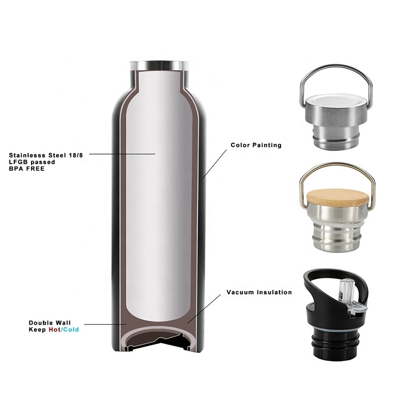 Hot Selling 18/8 Stainless Steel Sports Water Bottle 750ml Insulated Narrow Mouth flask