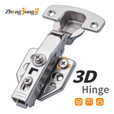 Factory Direct Sale  Adjustable 3d plate Hinges  Cold roll Steel  Soft Closing Hydraulic Cabinet  Furniture Hardware 3d hinge