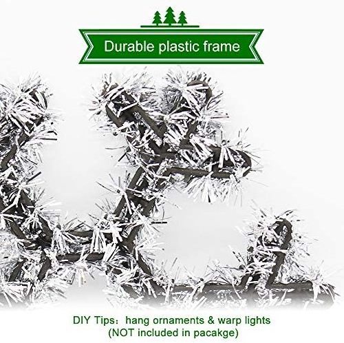 12-Inch Silver Tinsel Christmas Tree Ornaments Hanging Outdoor Party Decor Supplies with Plastic Xmas Wall Window Decorations