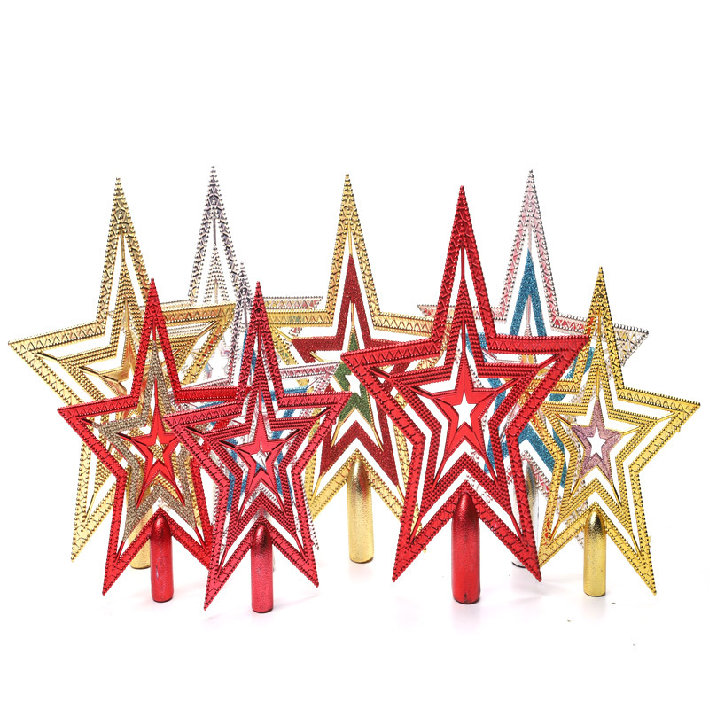 2024 Products 3D Christmas Tree Topper Star Plastic Decorations