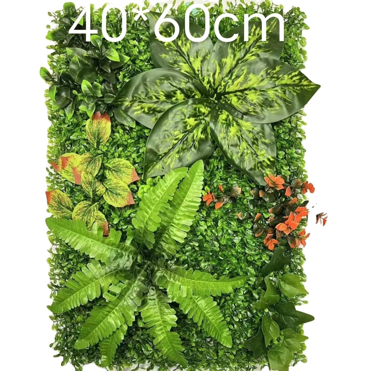 40*60cm Indoor outdoor Decor plastic backdrop panel hanging faux artificial green plant leaves grass wall