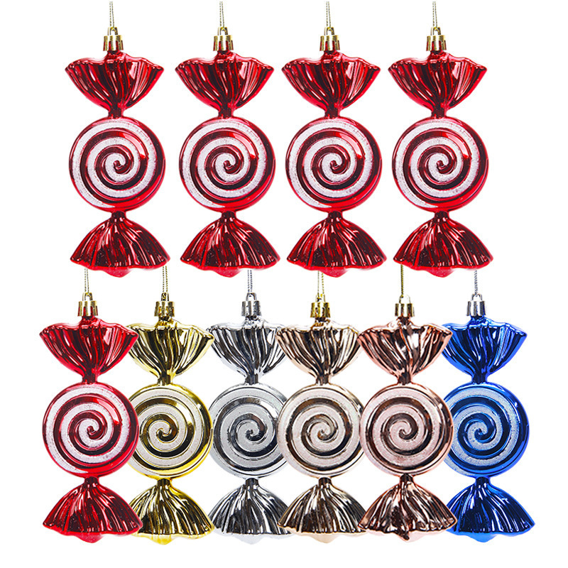 New Christmas Mermaid Tail Candy Spiral Flat Decorations Painted Hanging Ornament for Christmas Tree