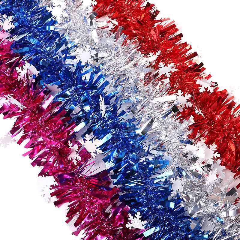 Christmas PVC Blue Wirh Snowflake Tinsel Garland Outdoor Christmas Decorations Wholesale