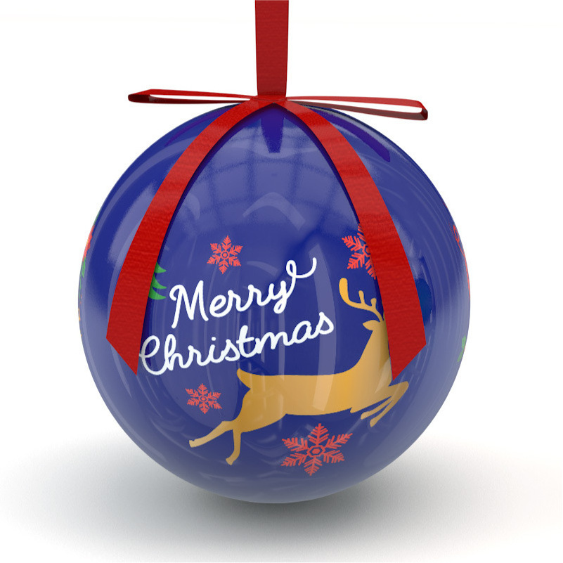 OEM Custom Logo 8cm PVC Christmas Tree Ornaments Balls Wholesale Snowman Pattern Christmas Ball Foam Printed in Box