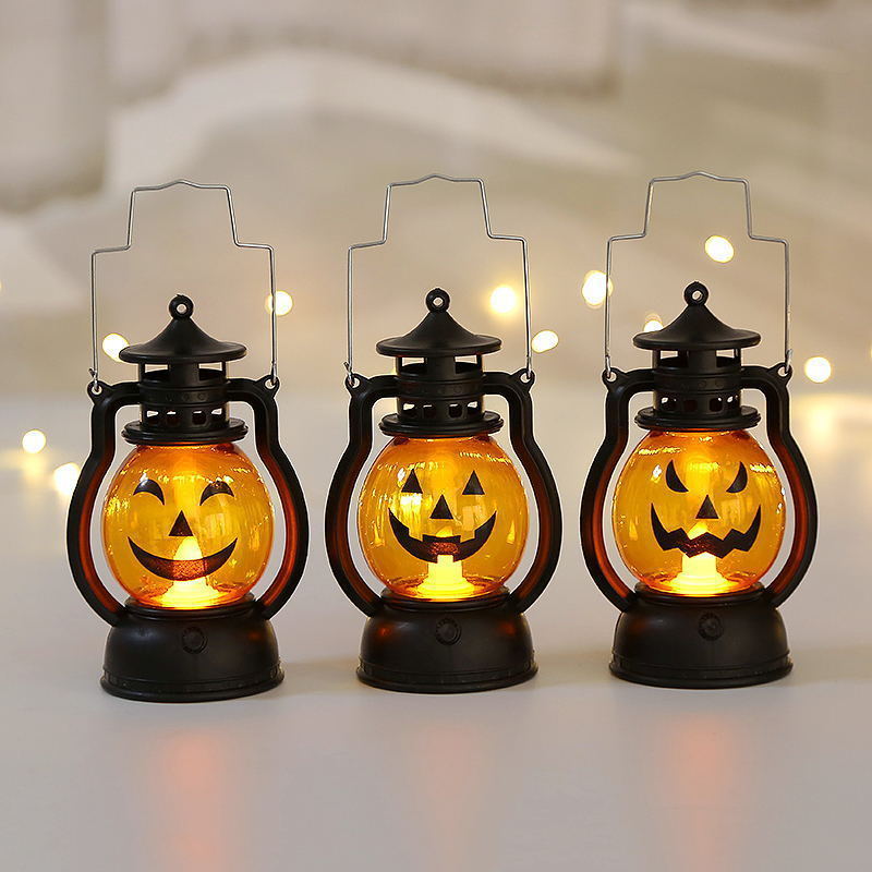 2023 Hanging LED Halloween Pumpkin Plastic Lantern Light Decorative Lamp Festival Ornament Halloween Lighted Lantern