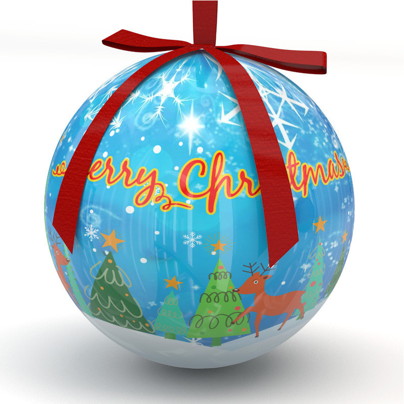 Wholesale custom logo print Puerto Rico tourism souvenirs 3D plastic Christmas Ball Tree ornament hang 8cm foam ball