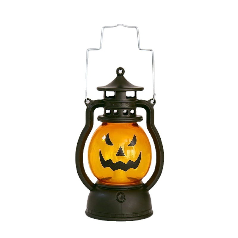 2023 Hanging LED Halloween Pumpkin Plastic Lantern Light Decorative Lamp Festival Ornament Halloween Lighted Lantern