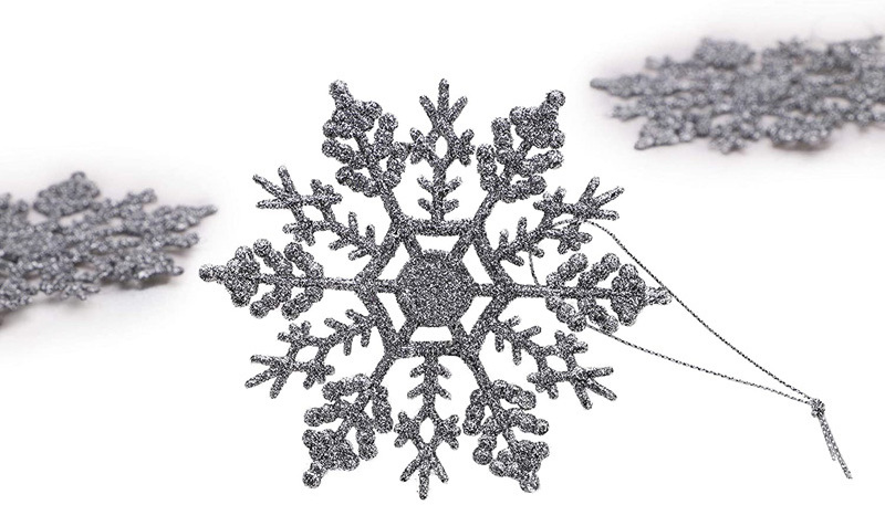 Christmas Glitter Plastic Snowflake Ornaments Xmas Tree Decorations