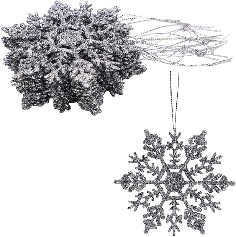 Wholesale 10cm Plastic Snowflake Christmas Ornaments with Glitter for Festive Holiday Decorations