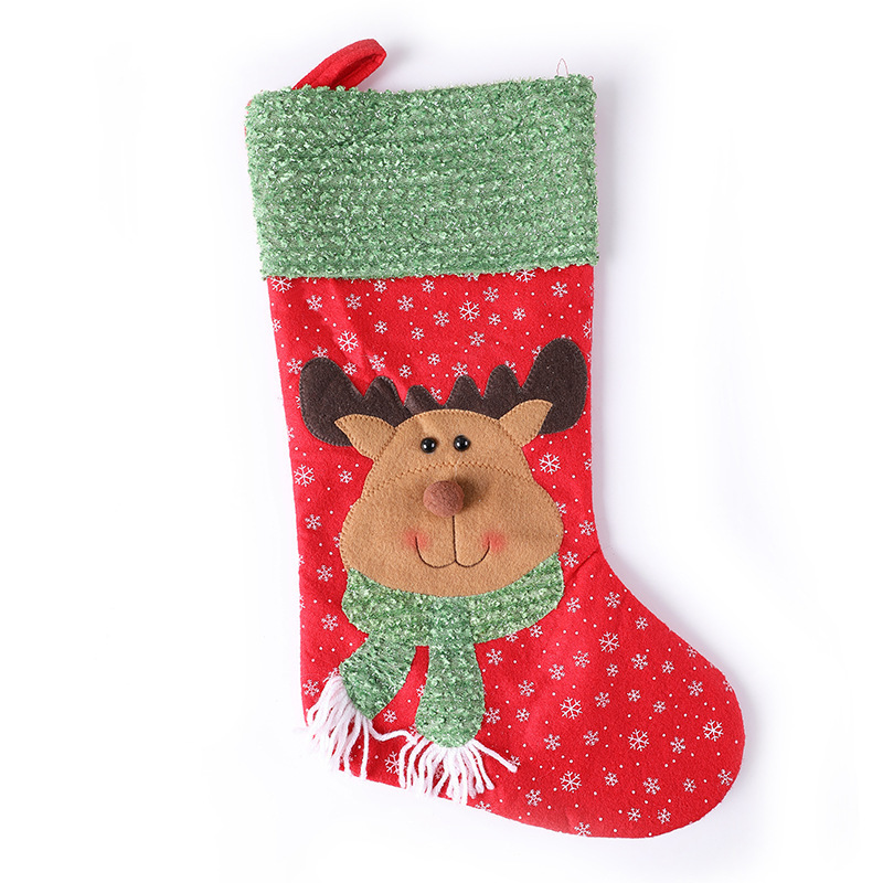 2024 Christmas Linen Socks Tree 18-Inch Xmas Stocking with Santa Snowman Reindeer Party Mantel Decorations Ornaments