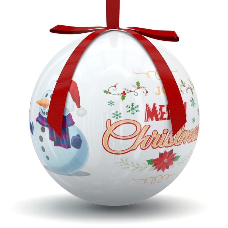 Wholesale custom logo print Puerto Rico tourism souvenirs 3D plastic Christmas Ball Tree ornament hang 8cm foam ball