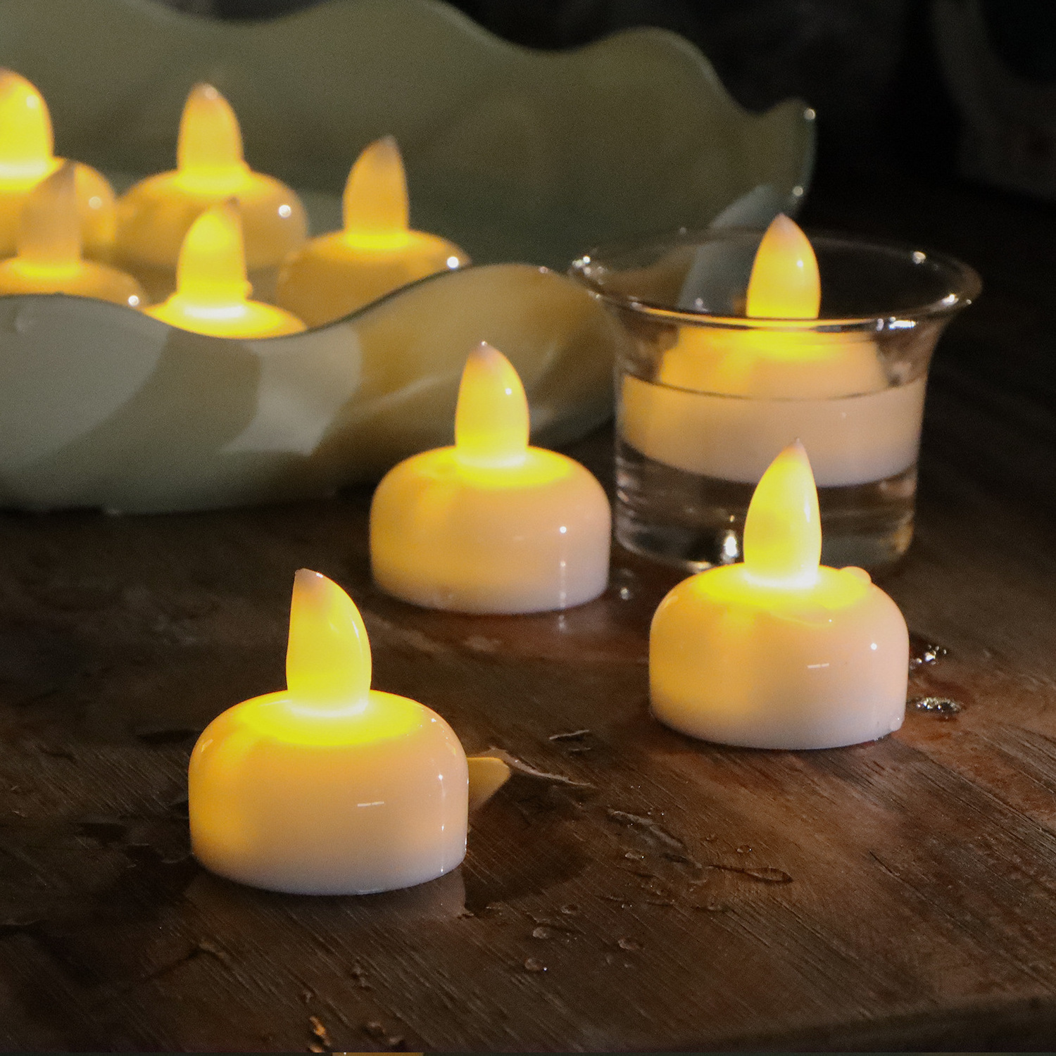 Cross- Border Creative Water Lighted Floating Led Small Candle Light In Water Christmas Wedding Table Pool Bathtub Decoration