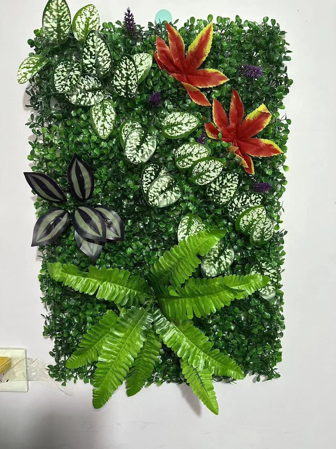 40*60cm Indoor outdoor Decor plastic backdrop panel hanging faux artificial green plant leaves grass wall