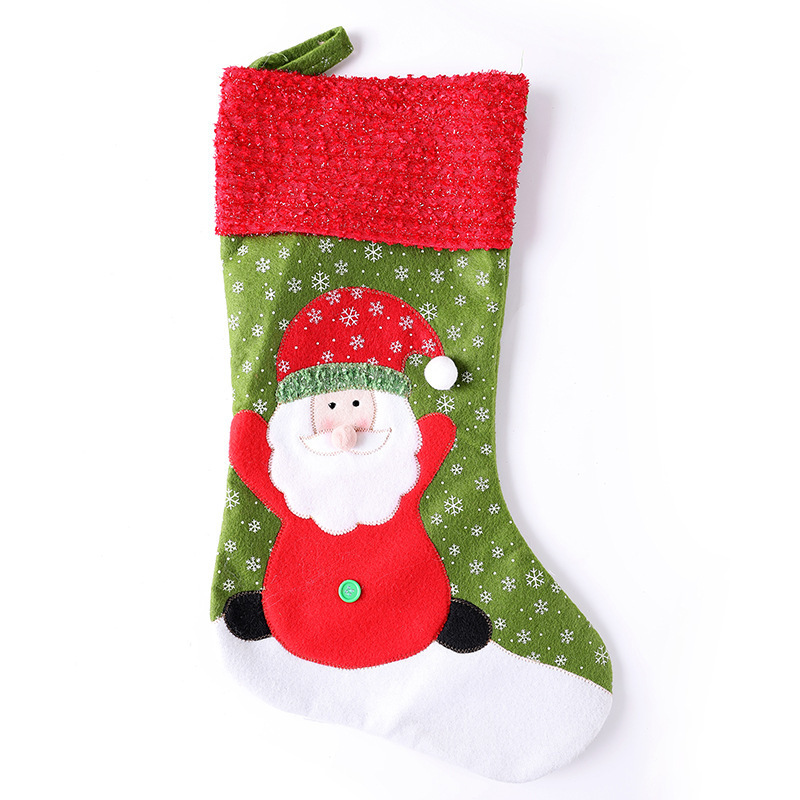 2024 Christmas Linen Socks Tree 18-Inch Xmas Stocking with Santa Snowman Reindeer Party Mantel Decorations Ornaments