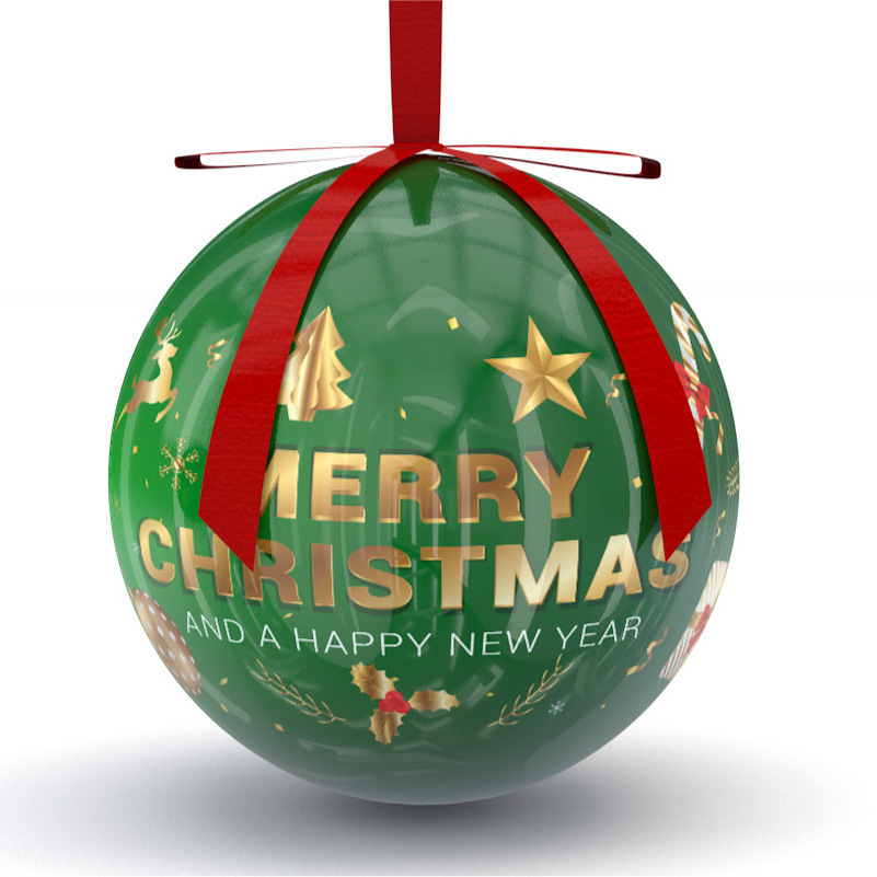 Wholesale custom logo print Puerto Rico tourism souvenirs 3D plastic Christmas Ball Tree ornament hang 8cm foam ball