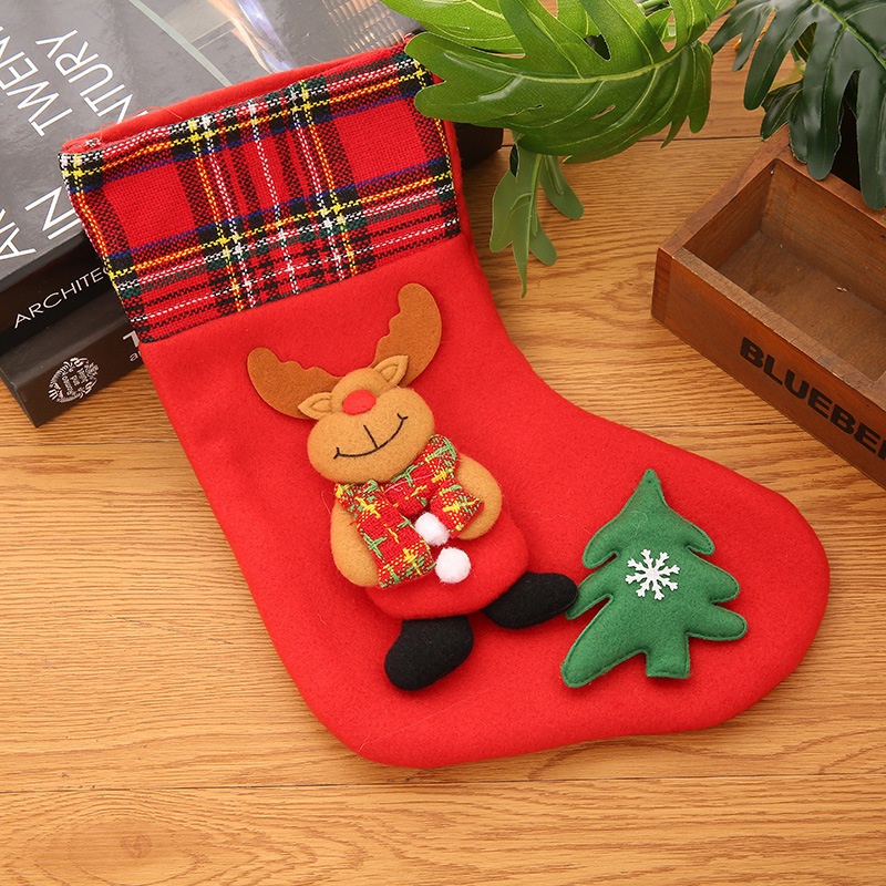 2024 Personalized Christmas Stocking Santa Snowman Reindeer Design Long Leg Xmas Sock Red Green Cloth Gift Sacks 50cm Ornaments