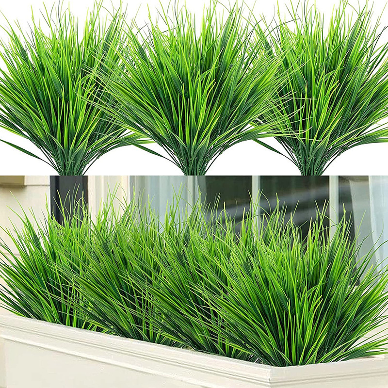 7-pronged plastic artificial flower spring grass plant walls green plant decorations partition and garden decorations