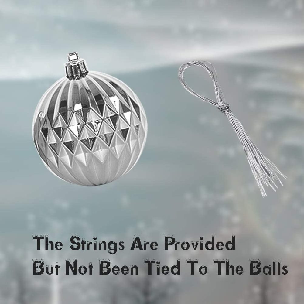 Christmas Ball Ornaments, 34 Ct Xmas Tree Decorations, Holiday Hanging Balls (Silver, 2.36