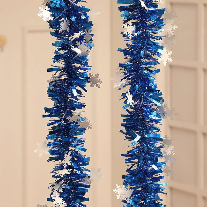 Christmas PVC Blue Wirh Snowflake Tinsel Garland Outdoor Christmas Decorations Wholesale