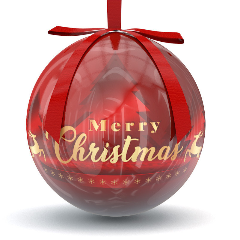 OEM Custom Logo 8cm PVC Christmas Tree Ornaments Balls Wholesale Snowman Pattern Christmas Ball Foam Printed in Box