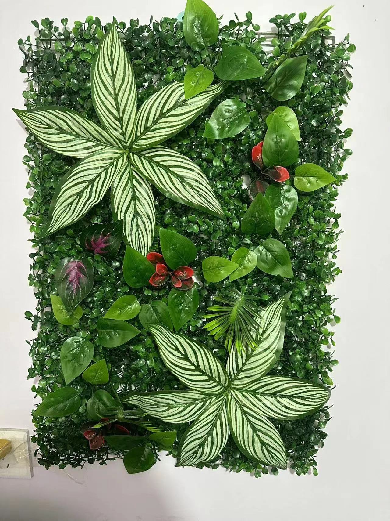 40*60cm Indoor outdoor Decor plastic backdrop panel hanging faux artificial green plant leaves grass wall