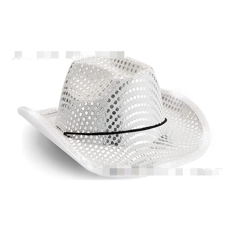 2023 New Fashion Custom Party LED Cowboy Hats Jazz Sequin Light Up Flashing Fedora Hat Supply Party Hat