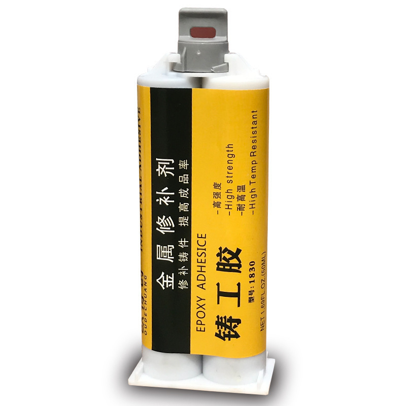 The two-component room temperature curing adhesive is a caster glue packed in a metal hose