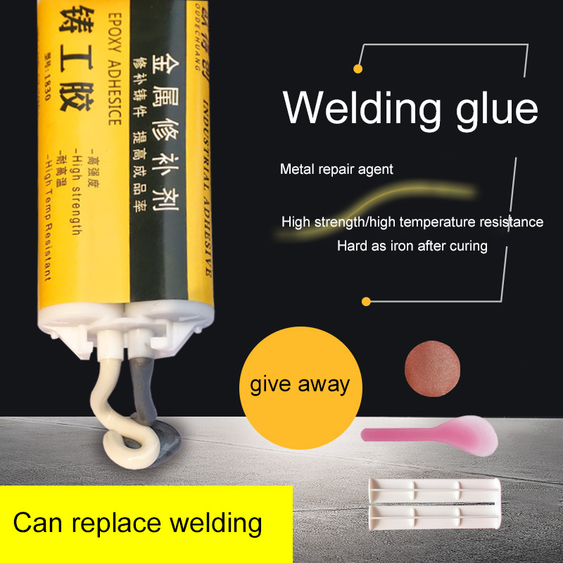 The two-component room temperature curing adhesive is a caster glue packed in a metal hose