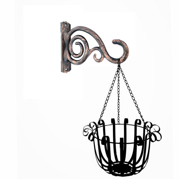 Indoor&Outdoor Die Casting Scroll Plant Hanger Wrought Iron Hooks for Bird Feeders Wall Flower Basket Bracket Satin Black ORB