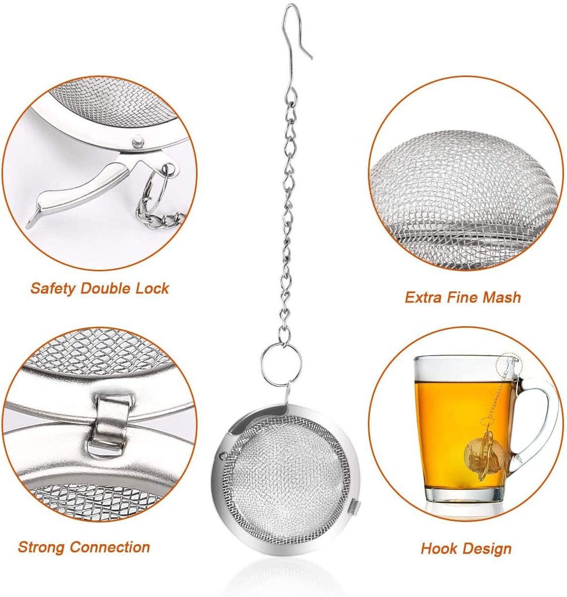 Ball Shape 4.5cm 5.5cm 7cm 9cm Stainless Steel Mesh Tea Balls/Tea Infuser/Tea Strainer