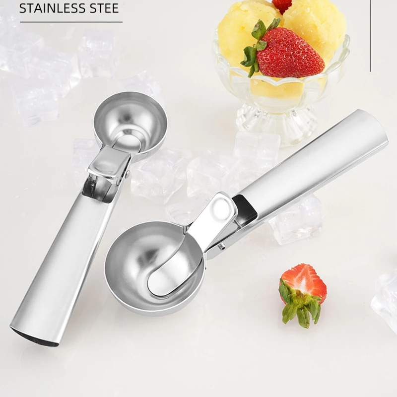 Full Sizes Comfortable and Anti-Freeze Long Handle Tablespoon Ice Cream Scoop Stainless Steel Ice Cream Trigger Scoop