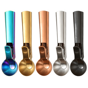 Full Sizes Comfortable and Anti-Freeze Long Handle Tablespoon Ice Cream Scoop Stainless Steel Ice Cream Trigger Scoop