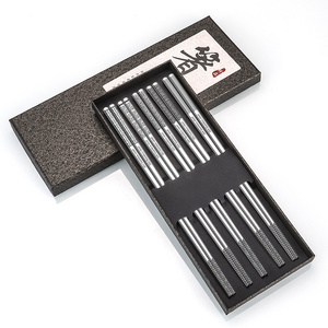 Korean style custom  metal chopsticks 304 Stainless Steel Pattern Chopstick