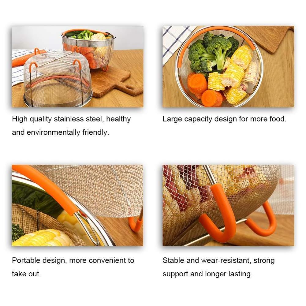 Stainless Steel Strainer vegetable steamer basket with Premium Silicone Handle